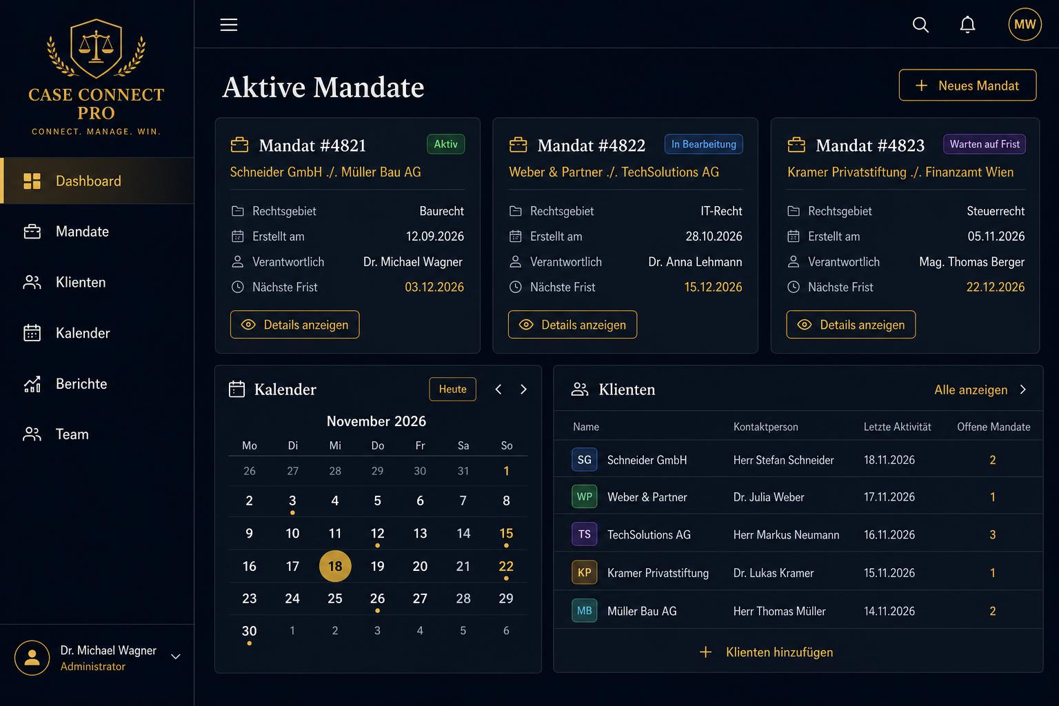 Case Connect Pro — Mandantenplattform der Kanzlei Rohrbruch
